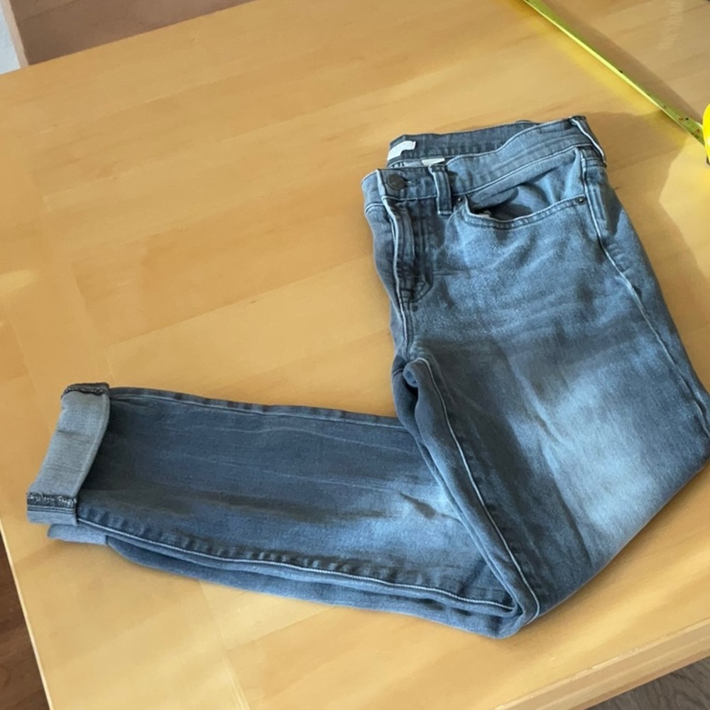 JCrew grey faded stretch jeans with rolled hem